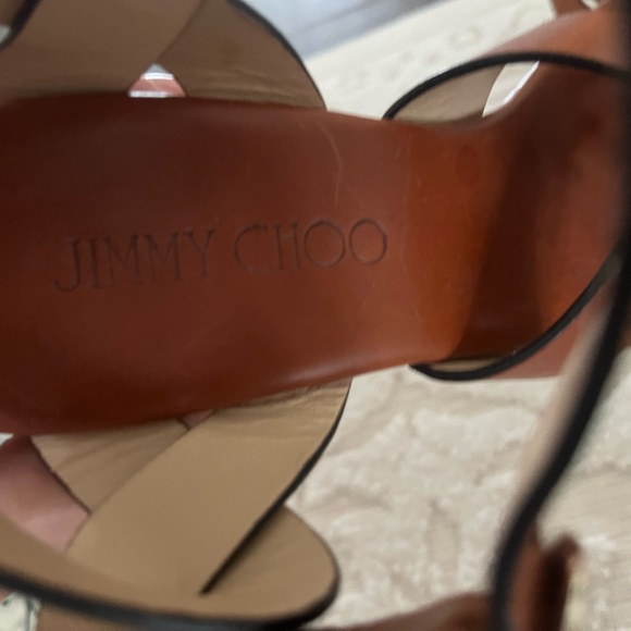 Jimmy Choo Aleili Cork Platform Wedge Sandals Brown Leather Size 36 - Picture 7 of 8